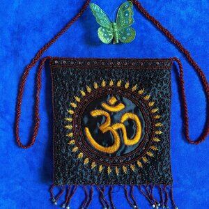 Handmade Embroidered OM Symbol Bag – Boho Purse – Spiritual Festival Gift